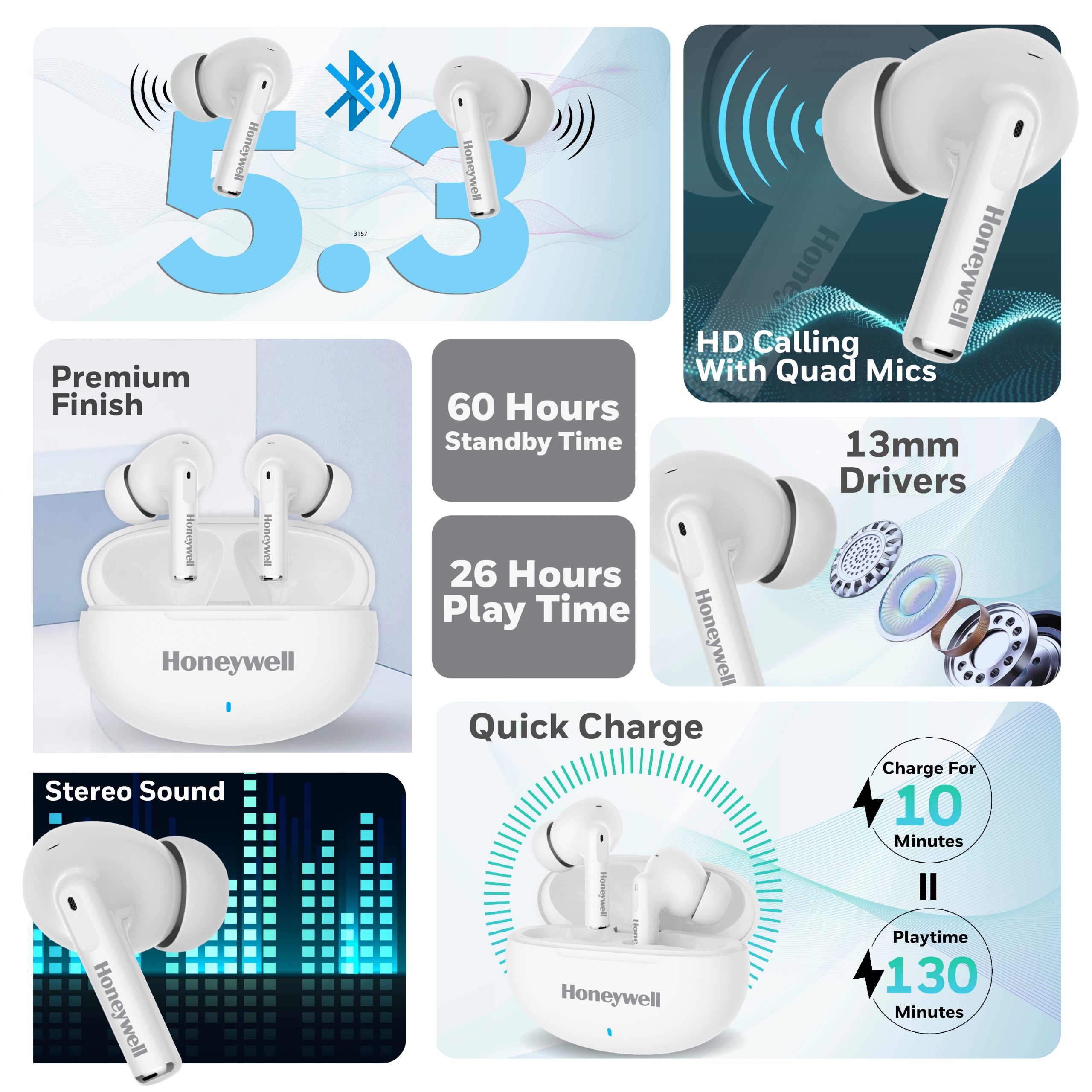 Moxie V1200 Truly Wireless Earbuds-White - Image 2
