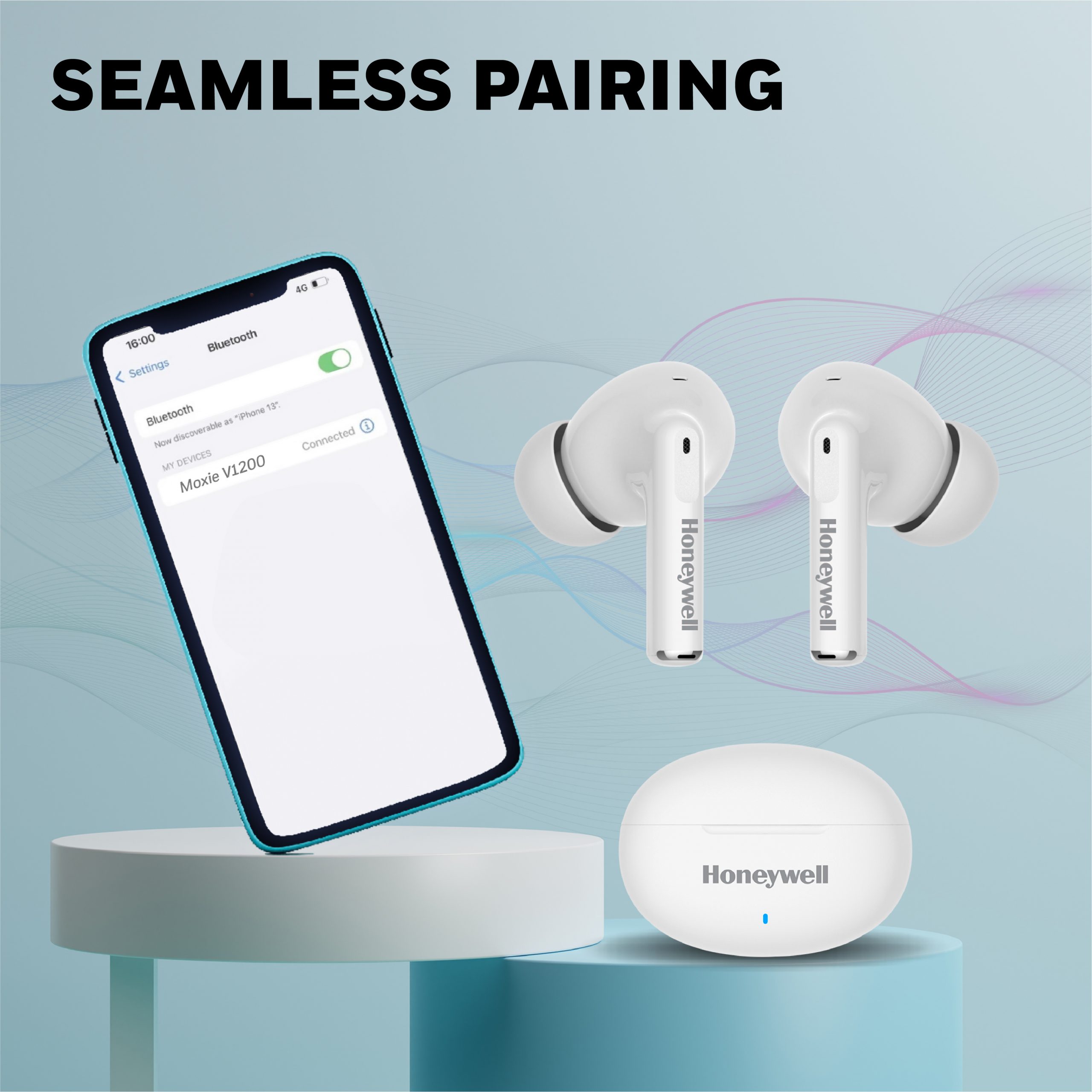 Moxie V1200 Truly Wireless Earbuds-White - Image 5