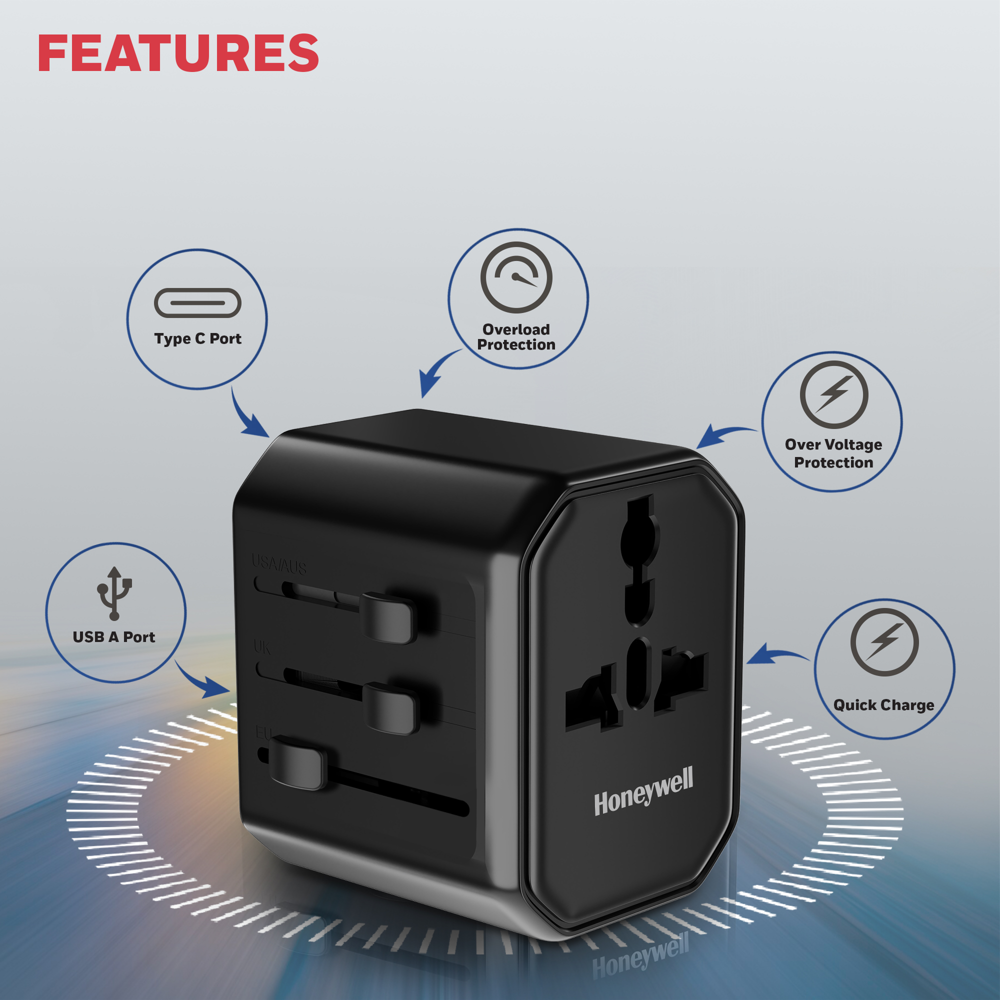 Universal World Travel Adapter – 12W(Black) - Image 2