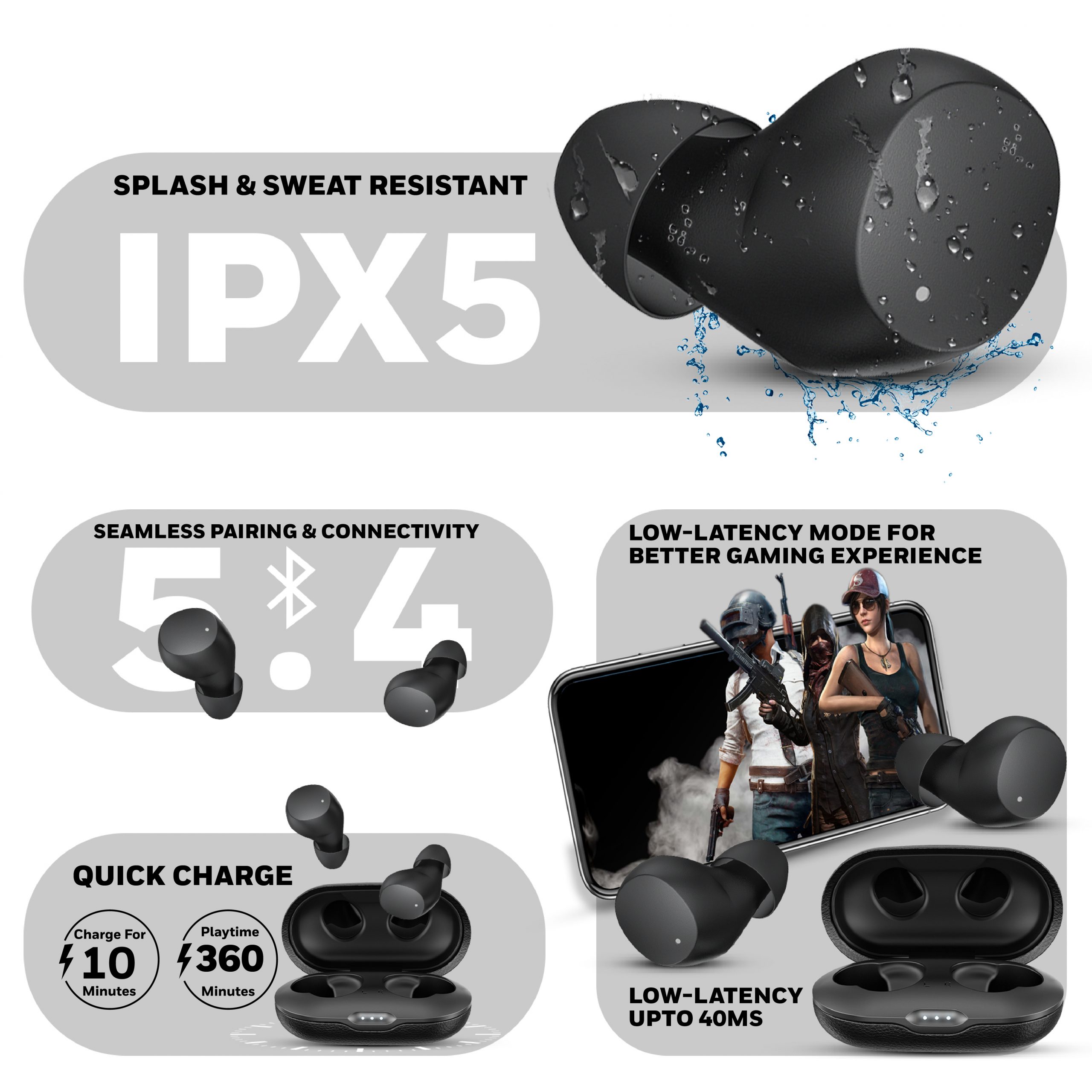 Suono P2200 Truly Wireless Earbuds-Black - Image 2