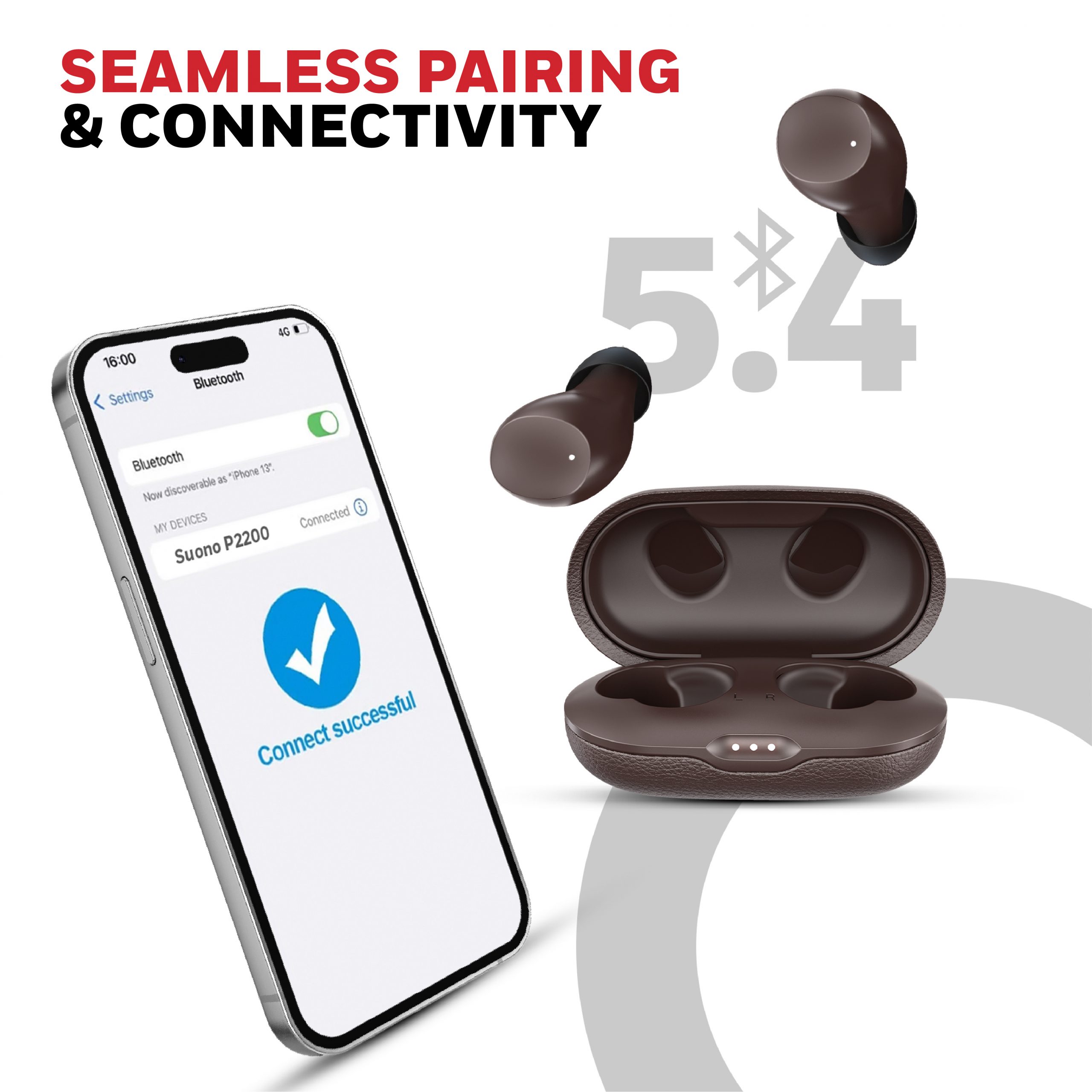 Suono P2200 Truly Wireless Earbuds-Brown - Image 8