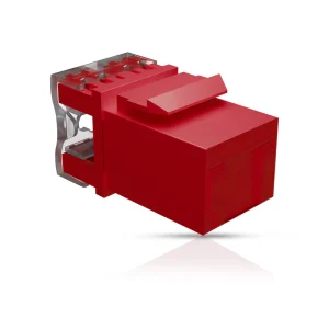 Cat6A UTP Keystone Jack Shuttered RED